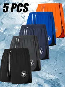 Men's Quick Dry Gym Shorts, Breathable Athletic Workout Shorts, Elastic Waist Running Shorts, Casual Sport Shorts with Bull Logo, Summer Training Shorts for Men
