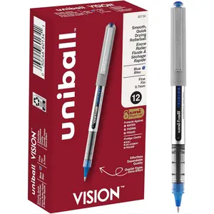 uniball uniball Vision Rollerball Pens with 0.7mm Fine Point, Blue, 12 Count