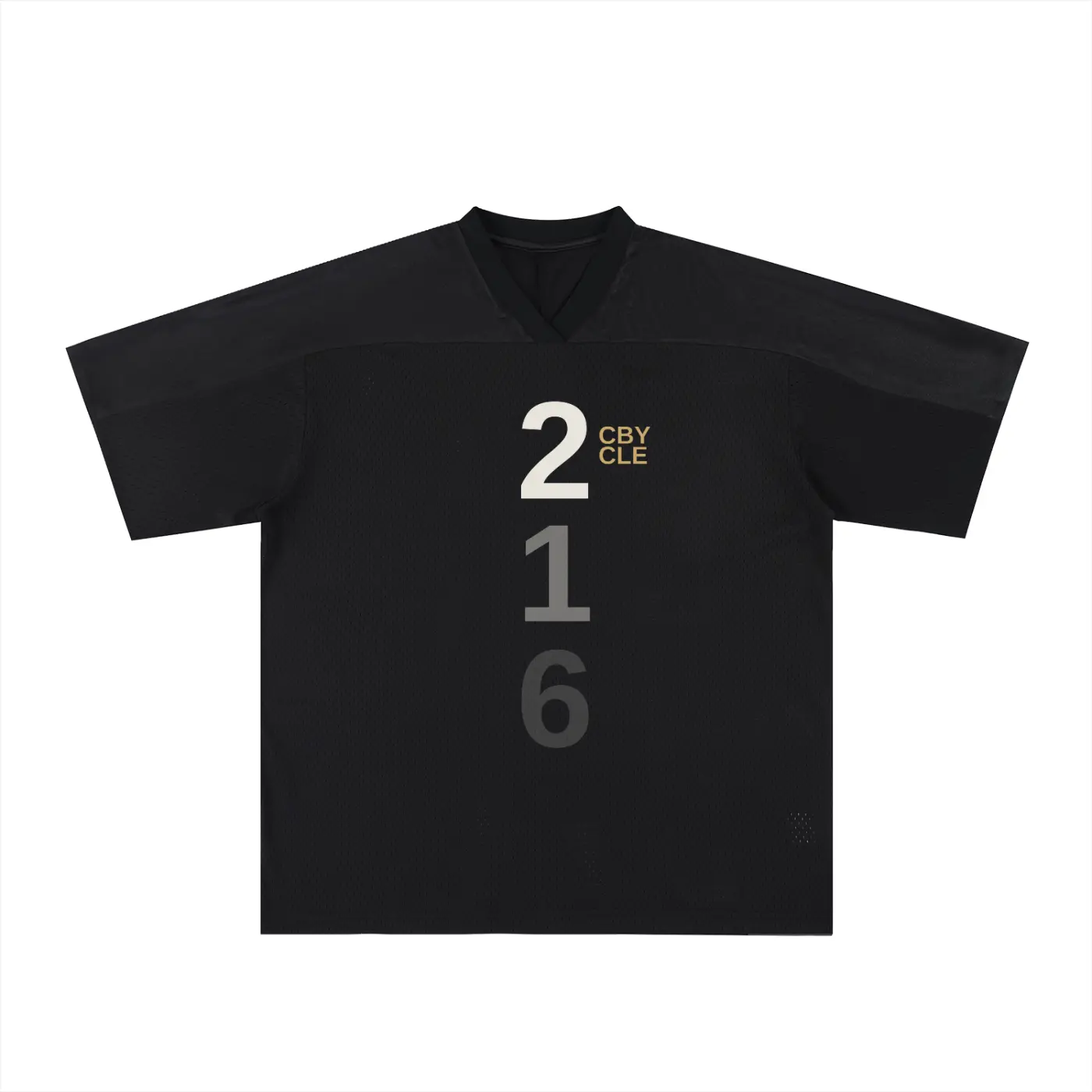 Men's Lightweight Oversized V-Neck Mesh Fabric Football Jersey - Cleveland 216 Stacked Fade Print, Brooklyn Graphic, Loose-Fitting, Breathable Streetwear, Size L, Sporty Chic Casual Wear