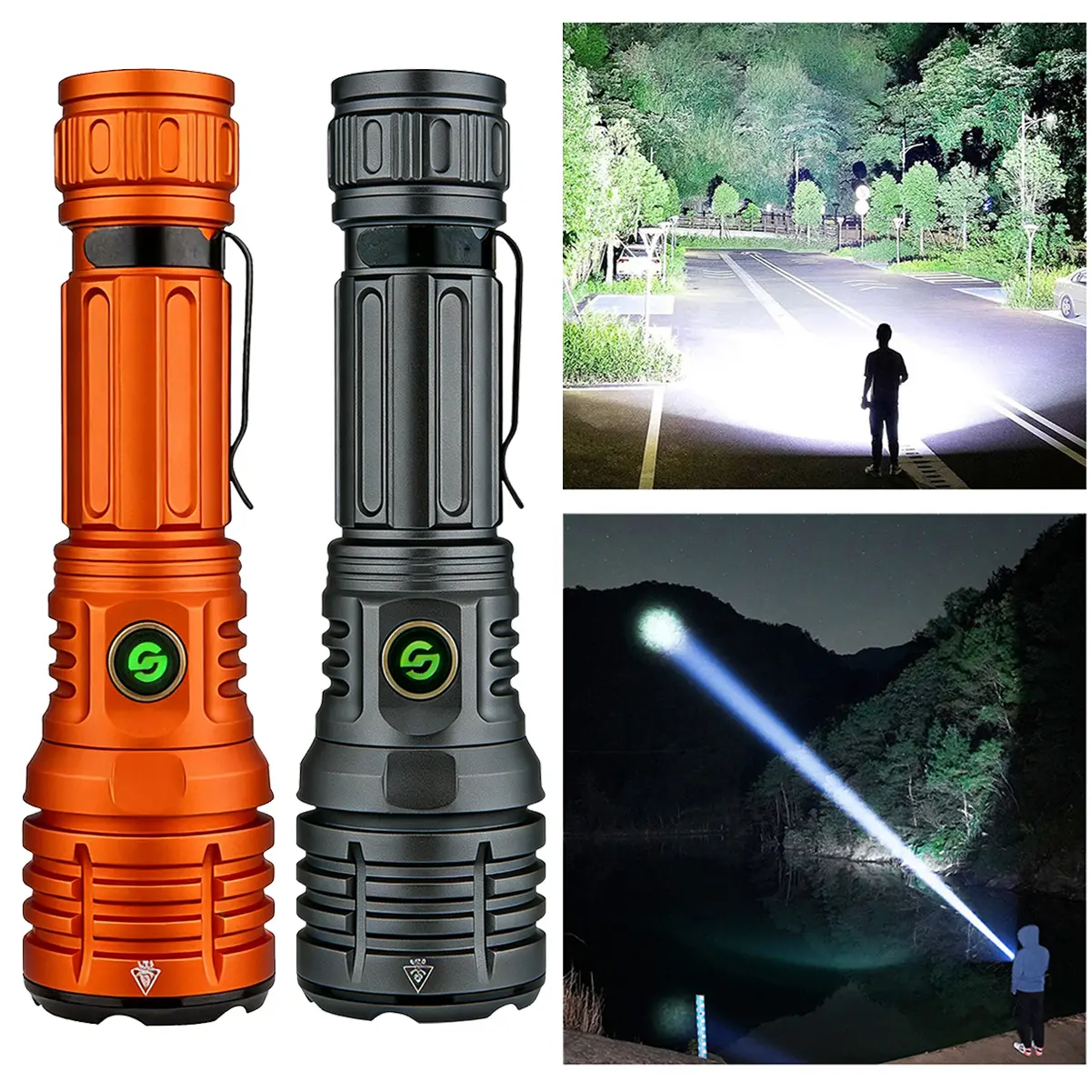 LED Flashlight Super Bright,10000 Lumens, 5000mAh/4000mAh, Ultra Bright Portable Camping Flashlight, Waterproof Flash Light for Camping, Night Outdoor Emergency Lighting summerwins