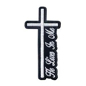 He Lives In Me Cross embroidered Biker patch