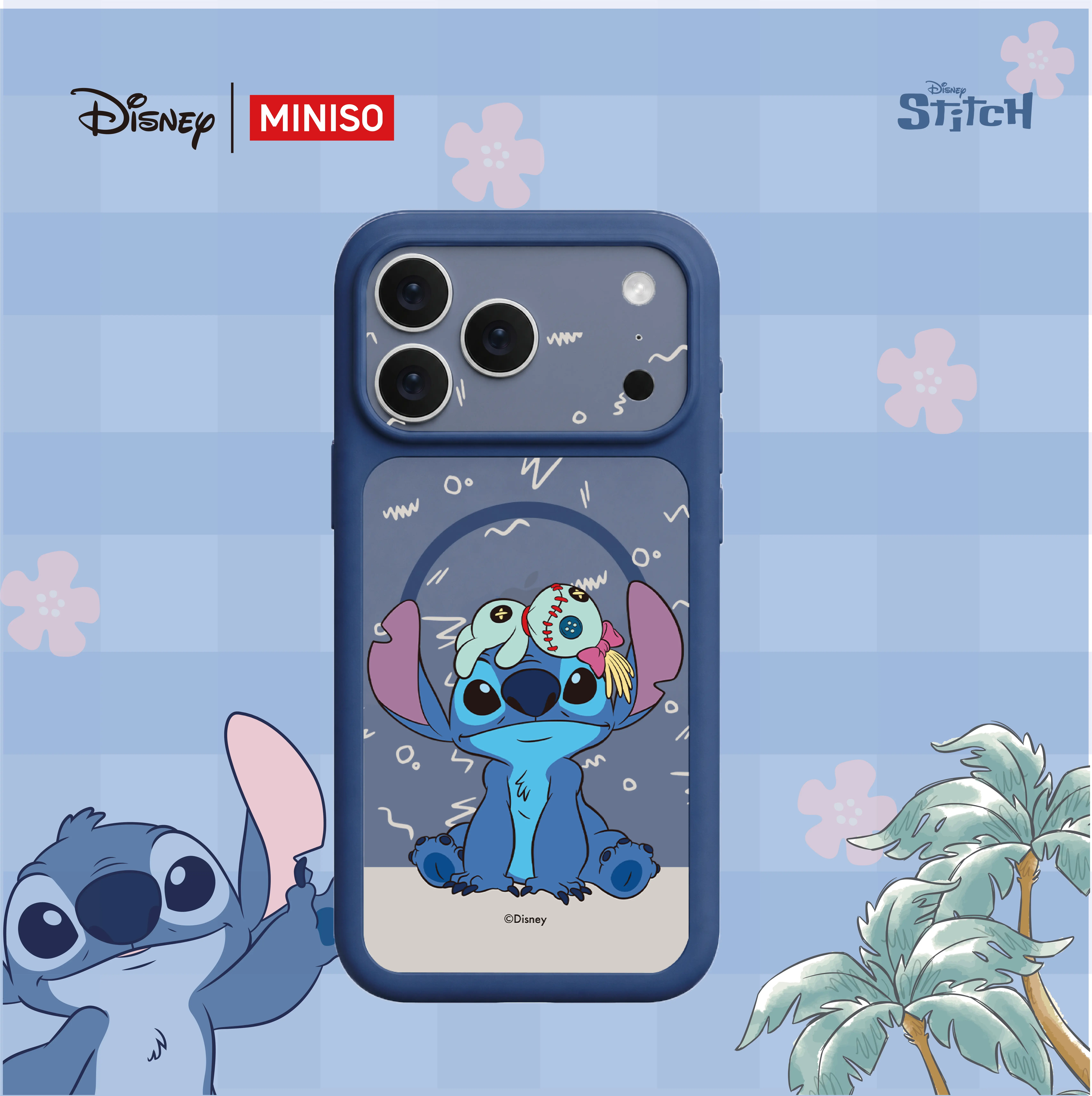 Official Disney Stitch & Scrump Phone Case for iPhone 18 17 16 15 14 13 Pro Max Plus Air, Cute Blue Hard PC Back Soft TPU Shockproof Cover, Ideal Birthday Gift for Girls Boys Men Women