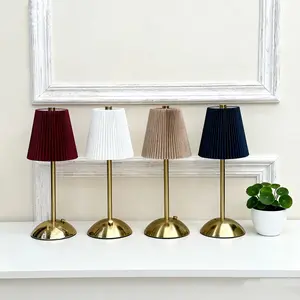 Cordless LED Table Lamp with Dimmer, Built-in Rechargeable Battery, 3-Level Brightness, Patio Table Lamp, Bedside Night Lamp, Ambient Light for Restaurant, Antique Brass