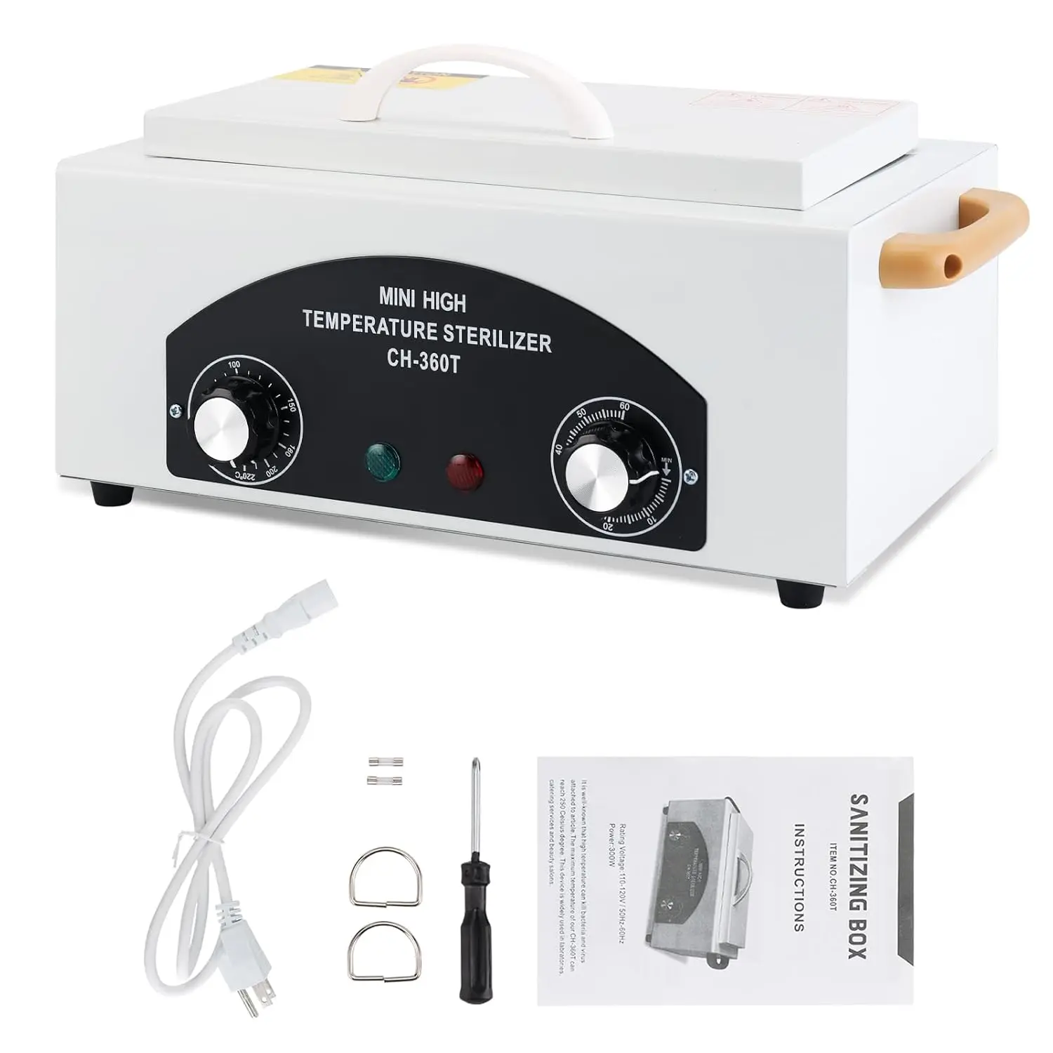High Temperature  Autoclave Machine, Mini High Temperature Autoclave Machine with Timer 110V 300W, 1.5L Capacity, for  Tools,  Salon & Barber Equipment with Handle