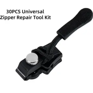 30 Pcs Universal Zipper Repair Kit – Durable Metal Replacement Zipper Heads for Bags, Jackets, Clothes & Backpacks Reusable & Easy Adjustment