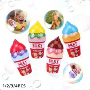 Kids Cartoon Ice Cream Bubble Cup, Leak-Proof and Drop-Resistant, Portable and Easy to Use, Gentle Plant Formula, Best Birthday Gift for Kids Aged 3+