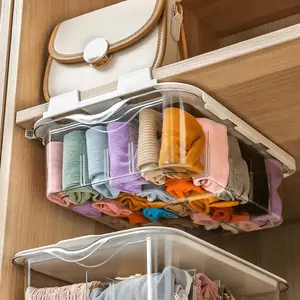 Space-Saving Wall-Mounted Underwear & Socks Organizer - Durable Waterproof Plastic with Transparent Shelves, Lightweight Design for Closet Storage, Closet Organizer | Lightweight Organizer, Closet Organizers And Storage, Bedroom Storage Organizer