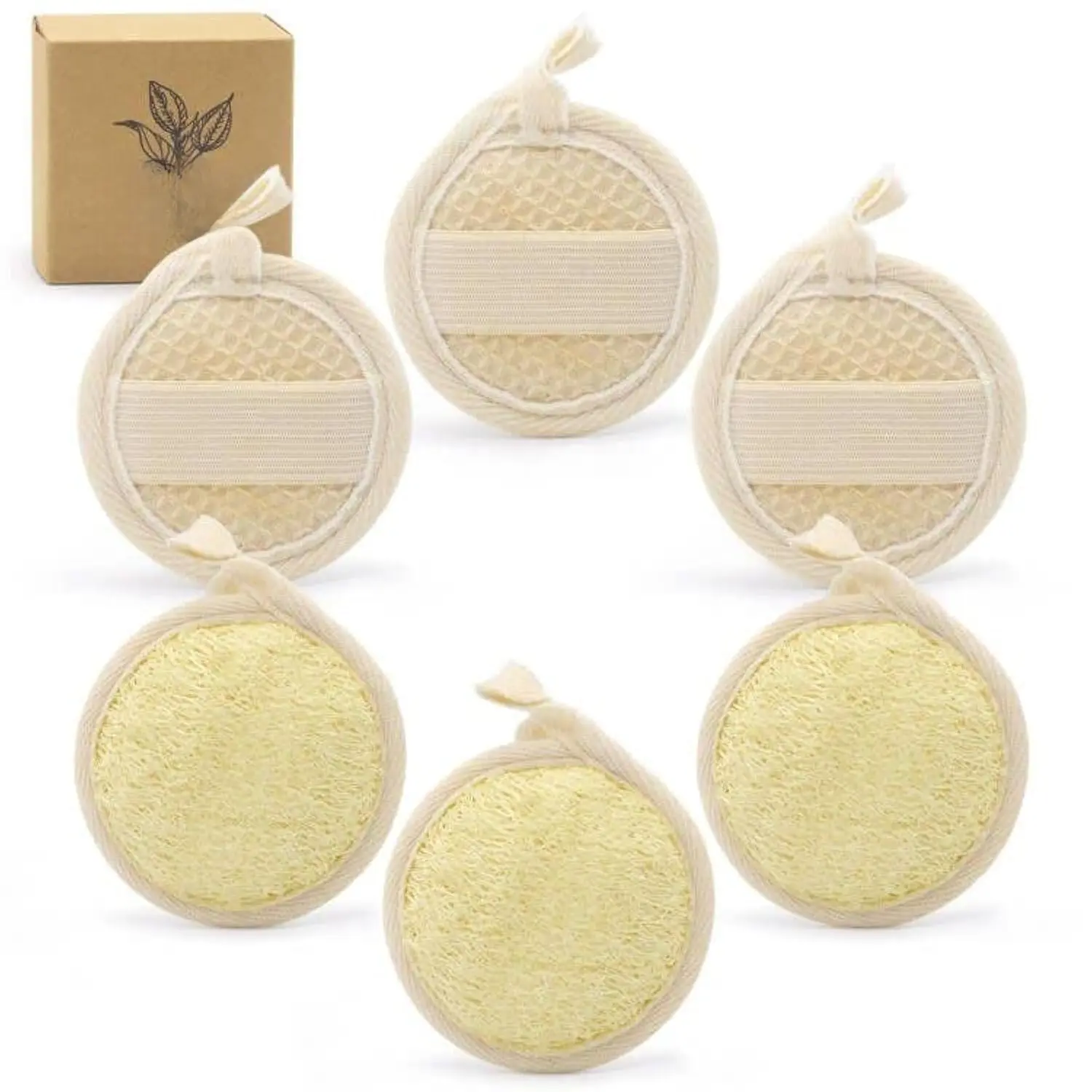 Loofah Sponge Pads  loofa Brush 6 Pack 3.15 inches Made of   Luffa  and Facial Scrub Pad Personal Care Close  for Men and Women for Bath  and Shower