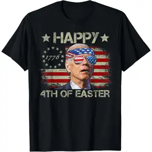 Funny Joe Biden 4th Of July Happy 4th Of Easter US Flag Men T-Shirt,Made in USA