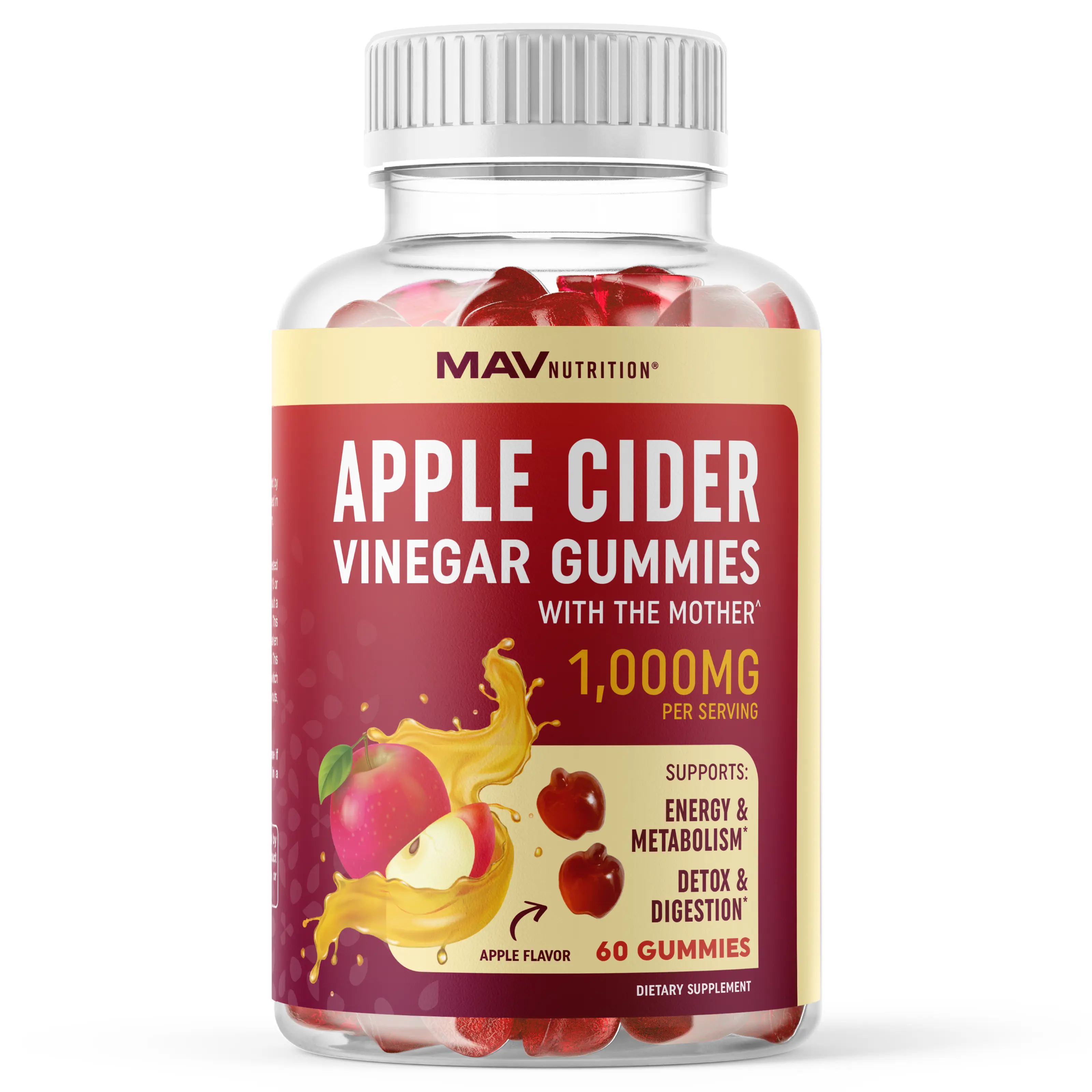 Organic Apple Cider Vinegar Gummies for Digestion, Detox & Immunity & Support with ACV | With The Mother, Vitamin B6, B12 & Folate | 60 Gummies