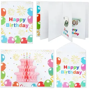6 Slots  Happy Birthday  Card Booklet with Envelopes  Honeycomb Birthday  Holder for  Gifts   Card Sleeves Book   Ideas for Teacher Employee  (Colorful)
