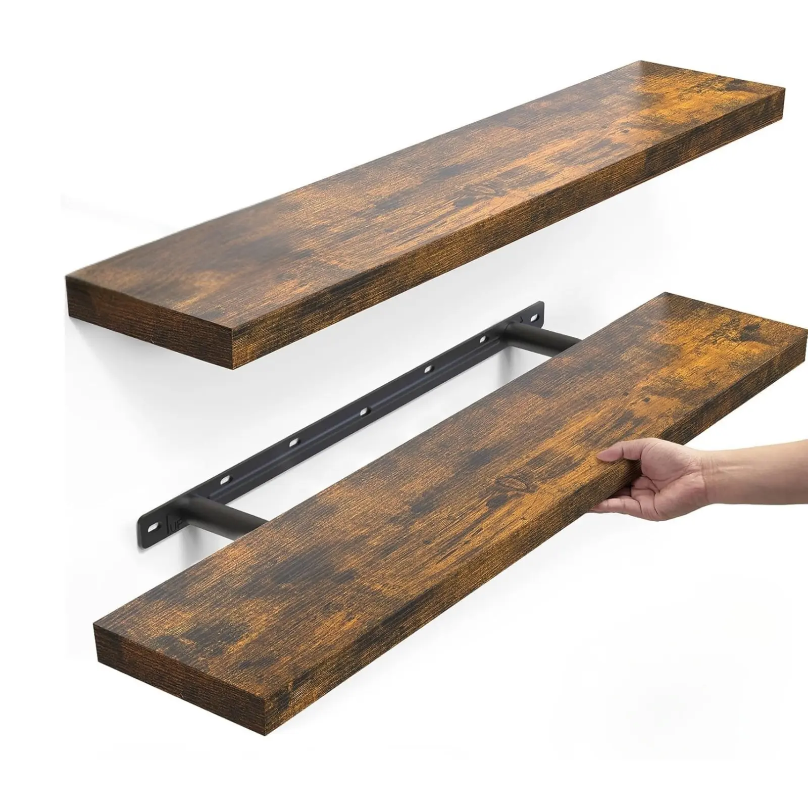 Floating Shelves Set of 2, 22.5 Inch Wall Shelves for Bathroom Over Toilet, Bedroom, Kitchen, and Living Room Decor, Rustic Display Shelving for Storage and Organization
