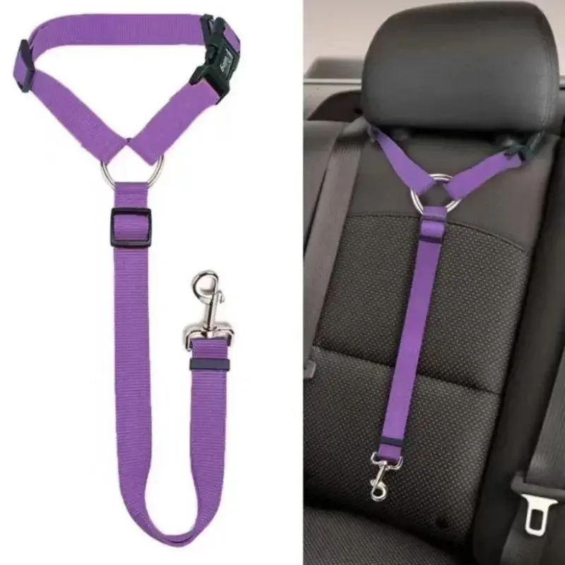 Pet Dog and Cat Safety Belt, Safety Gear, Adjustable Length Car Headrest Restraint Device, Car Seatbelt Harnesses for Travel, Comfortable and Durable, Protective & Secure Fit