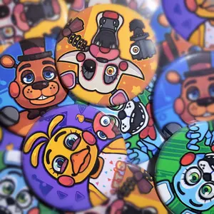 Five Nights At Freddy's Pin Buttons, FNAF Pins (Toy Freddy, Toy Chica, Toy Bonnie, Mangle), Pins For Backpack, Backpack Accessories!