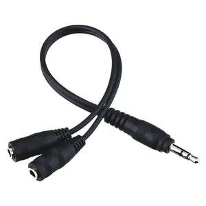 3.5mm Audio Headphone Mic Y Splitter Dual Cable Adapter Male to 2 Female 1FT