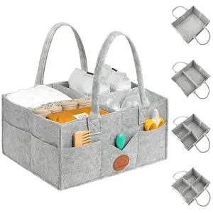 Diaper  Organizer with Handle - Portable  Organizers and Storage for , Changing Table, Large Travel  , Girls,Boys Shower  Basket, Mom Gifts(Classic Gray)
