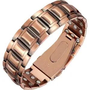 Copper Bracelet for Men,Unique Folding Clasp Wristband Brazaletes with Adjustment Tool and the Ideal Unique Fashion Gift for him