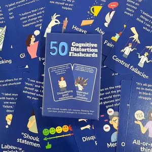 50 Cognitive Distortion Flashcards, Boost Personal Skills, Social Interaction Game, Emotionally Charged Cards, Colorful Design, Party Game