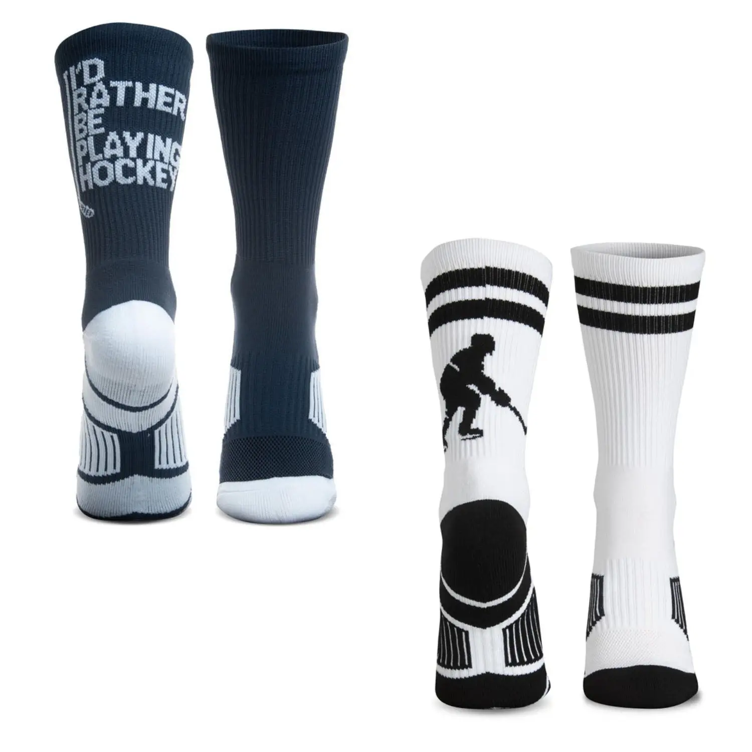 3-Pack Mid-Calf Hockey Socks, Woven Athletic Sports Crew with 'Rather Be Scoring' Graphic, Moisture Wicking, Moisture Wicking Socks, Sports Athletic Socks