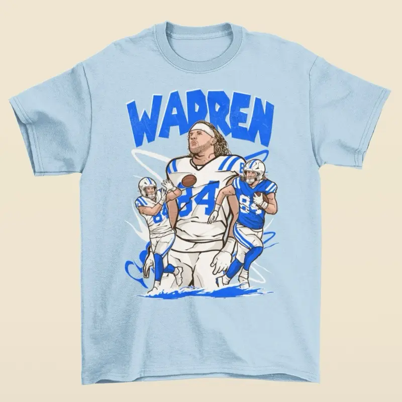Tyler Warren Cartoon Style Indianapolis Football T-Shirt - Men’s Adult Sizes, 100% cotton tee, unisex style