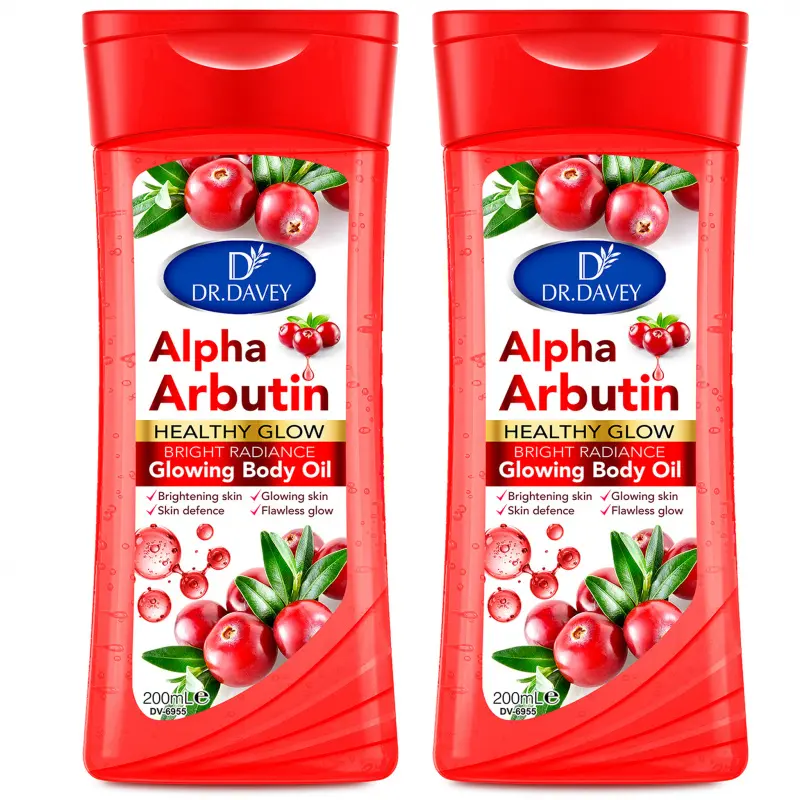 2PCS 200ml DR.DAVEY Alpha Arbutin Brightening Body Oil Glow Body Oil Body Oil for Skin Care, Hydration, Hydrating, and Moisturizing, Suitable for All Seasons, Large Capacity for Full Body Use for Body, Face, Hand,Foot, Lip, Eye,travel