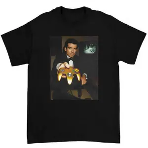 Funny Golden Eye 007 Graphic Tee Retro James Bond Gaming N64 Controller Shirt