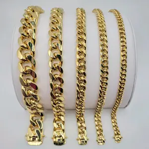 Men’s Bracelet Cuban Monaco Bracelet Gold Filled Pulsera Cubana Oro Laminado 9"