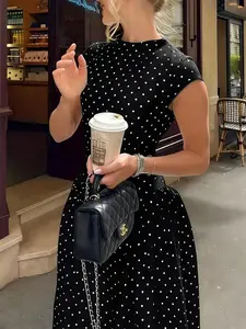 Women's French Polka Dot Dress, Casual Wear, Perfect for Dates and Commutes, Stylish and Comfortable, Essential Wardrobe Piece, Single Item Set