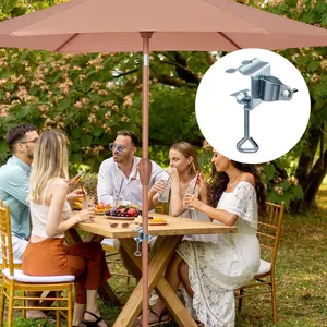 Sun Umbrella Base Holder, Patio Parasol Multifunctional Steel Clamp Stand, Easy Use Outdoor Camping Table Park Bench Deck, Fits Umbrellas Flags Fishing Rods