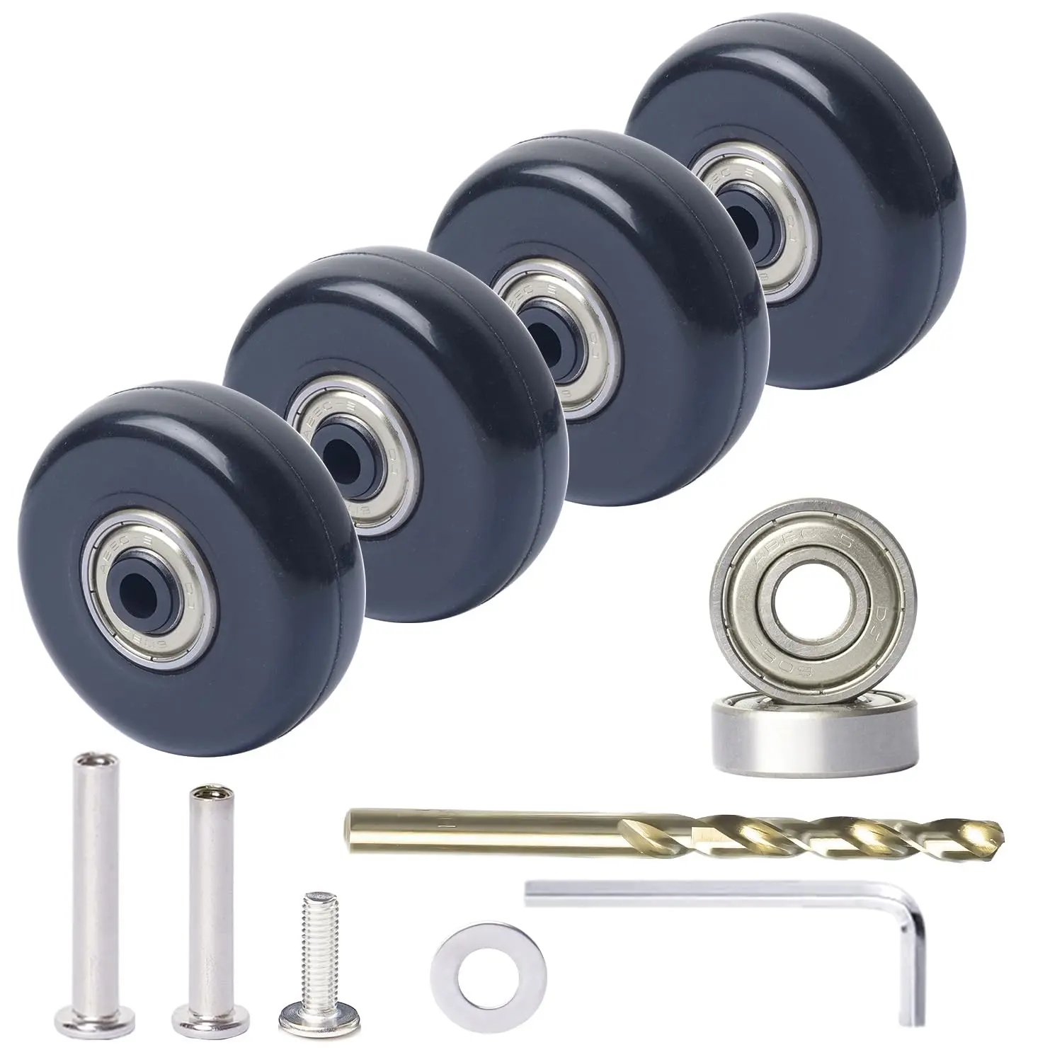 50mm Suitcase Luggage Wheels Replacement Kits with Precision Ball Bearing, 4pcs Swivel Caster Wheels for Replacement Luggage Travel Suitcase CasterGift.