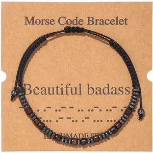 Adjustable String Morse Code Bracelets Inspirational Gifts for Women Men and Friends