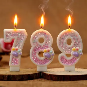 1pcs Birthday cake candles, cute little girl pink sparkling glitter number candles for birthday cakes with festive decorations, Cake Decorating Supplies, Valentine's Day, adult parties, anniversaries, graduation celebrations