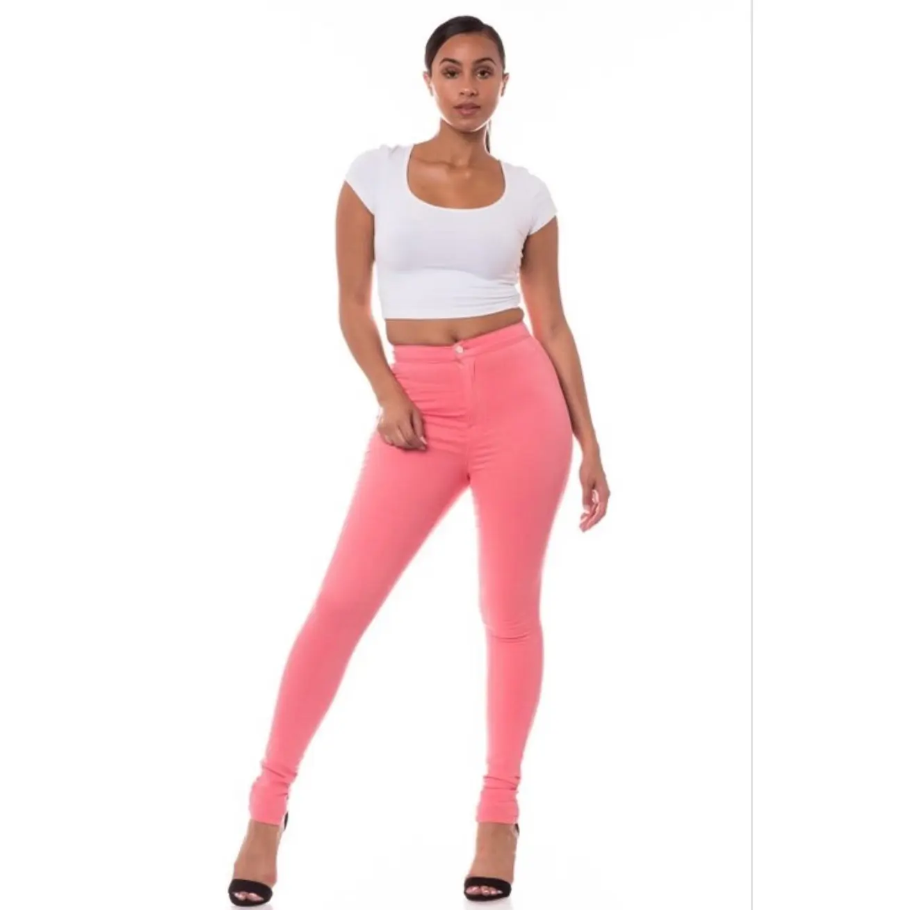 Pastel Peach Coral Jeans
