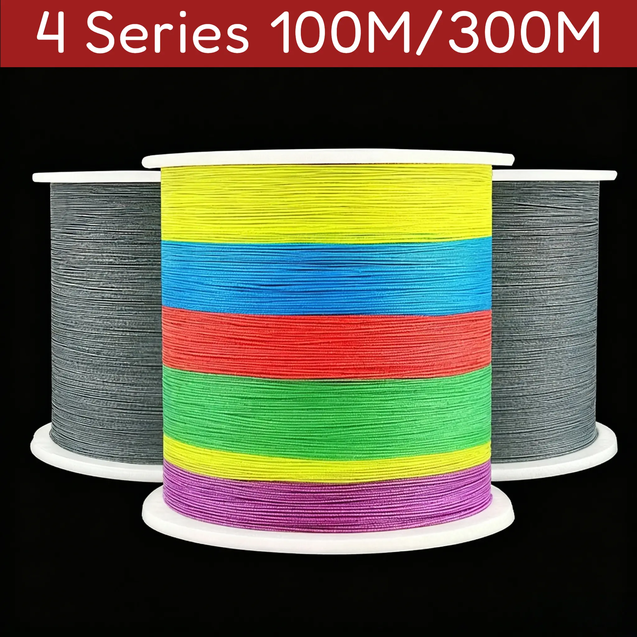 4-Strand Woven PE Braided Line, 100M/300M Heavy Duty Main Line for Freshwater Saltwater & Big Game Fishing