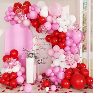 Valentines Day Balloon Arch Kit, 168 Pcs Valentine Day Balloon Garland, 18 12 10 inch Latex Confetti Red Pink and White Balloons for Valentines' Day Decorations Wedding Birthday Anniversary Supplies