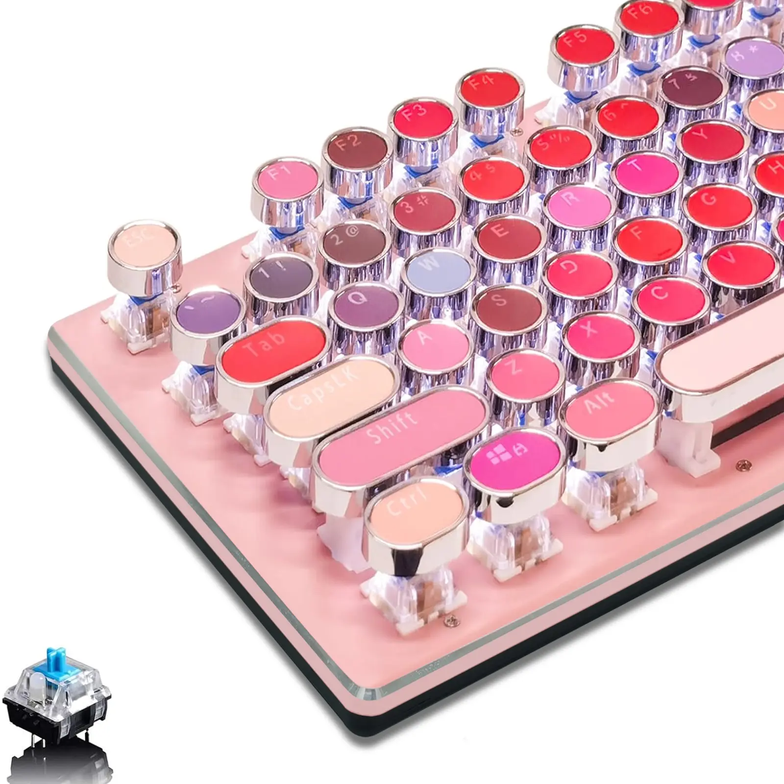 Basaltech X60-Series Lipstick 104-Key Wired Blue Switch Typewriter Style Mechanical Keyboard mechanicalkeyboards backlit keyboard typewriter keyboard