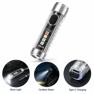 MREGB Rechargeable Keychain Flashlight Magnetic EDC Mini Pocket Light High Lumen Torch with Sidelight RGB UV Light Long Runtime IPX4 Waterproof Lightweight Portable Small Flashlights for Outdoor Camping Emergency Daily Use Backpacking