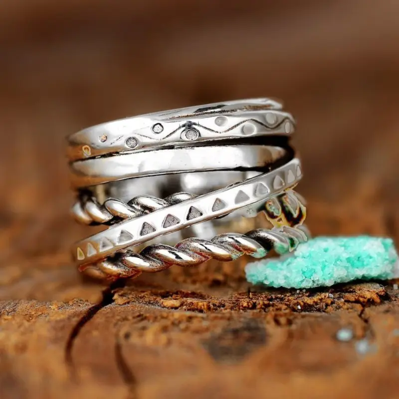 Hip-hop Gothic Vintage Thick Cross Wide Band Silvery Ring - Unisex Fashion Jewelry for Daily & Party Wear, Perfect Valentine's/Christmas Gift Statement Multi Ring