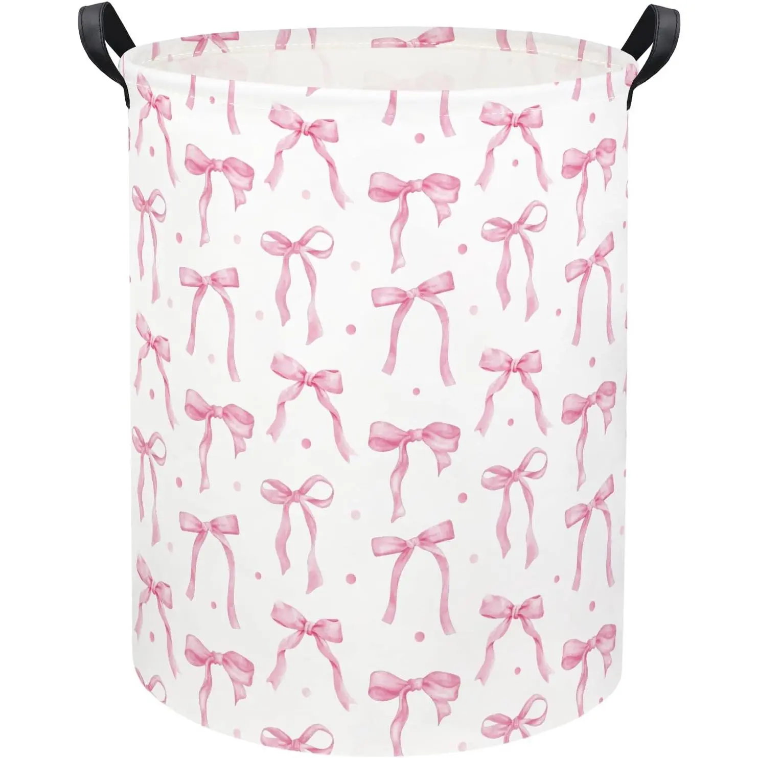 Laundry Basket  Hamper  Storage Bin for Boys Room Decor   Hamper  Baskets for Bedroom Bathroom(Dot Bowknot)
