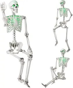 COSTWAY 5.1-5.4FT Halloween Life Size Skeleton, Realistic Full Body Plastic Skeleton with Movable Joints, Hanging Artificial Posable Human Bones for Graveyard, Haunted House, Indoor, Outdoor Decorations