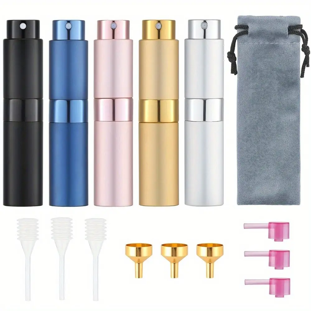 Specialty Kitchen Utensil 5-Piece Refillable Cosmetic Pocket Perfume Dispenser Set, Handy Portable Mini Atomizer Spray Bottles with Nozzle, for Travel Transfer, Kitchen Storage, Great for Travel, Dates, Parties, Great For Travel, Dates, And Parties