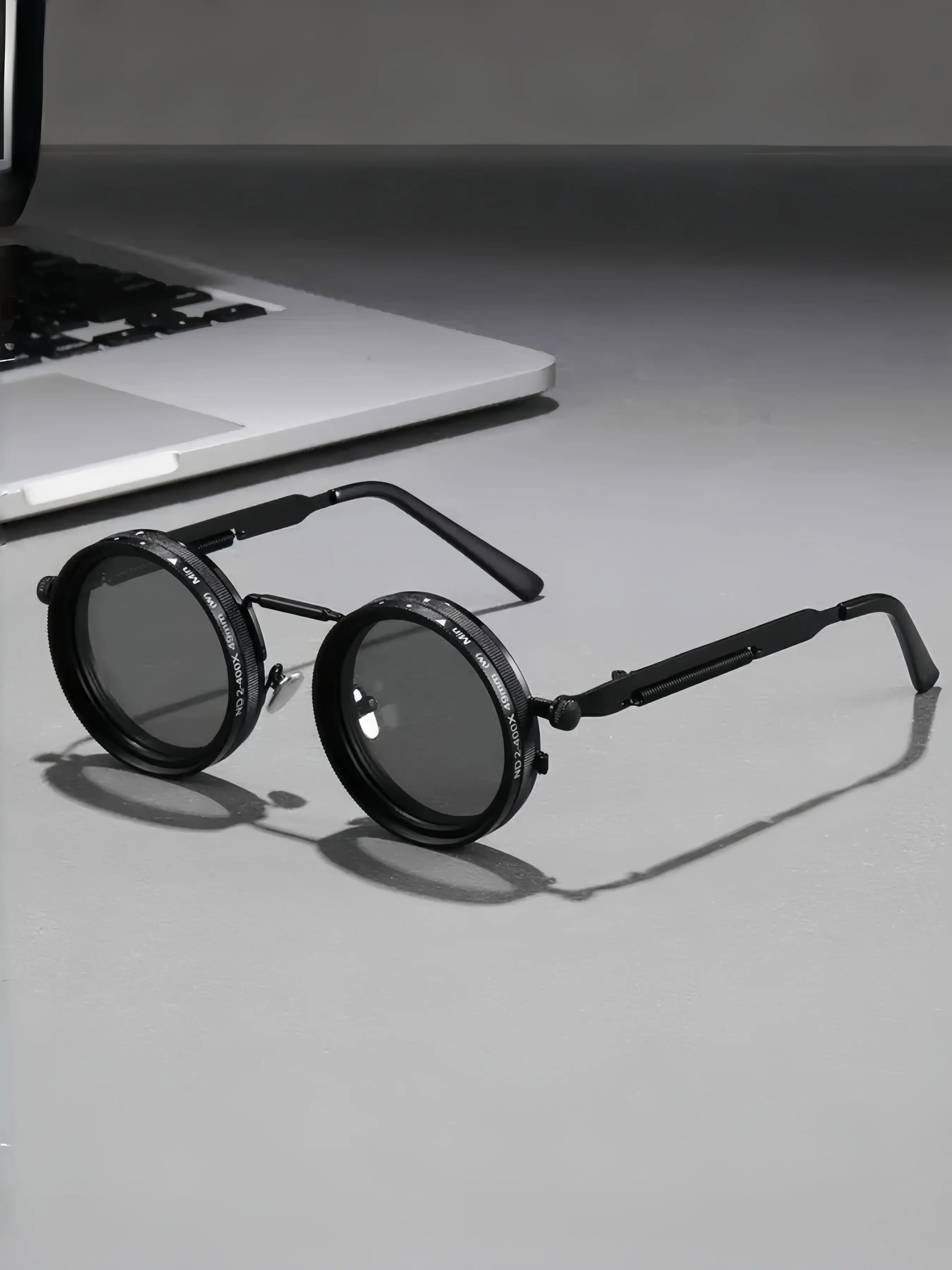 Adjustable 1-9 Sunglasses Fishing Rounded Polarized Glasses with ND Filter Lenses Handcrafted Retro Glasses Unisex Vintage Style Trendy Vintage Sunglasses