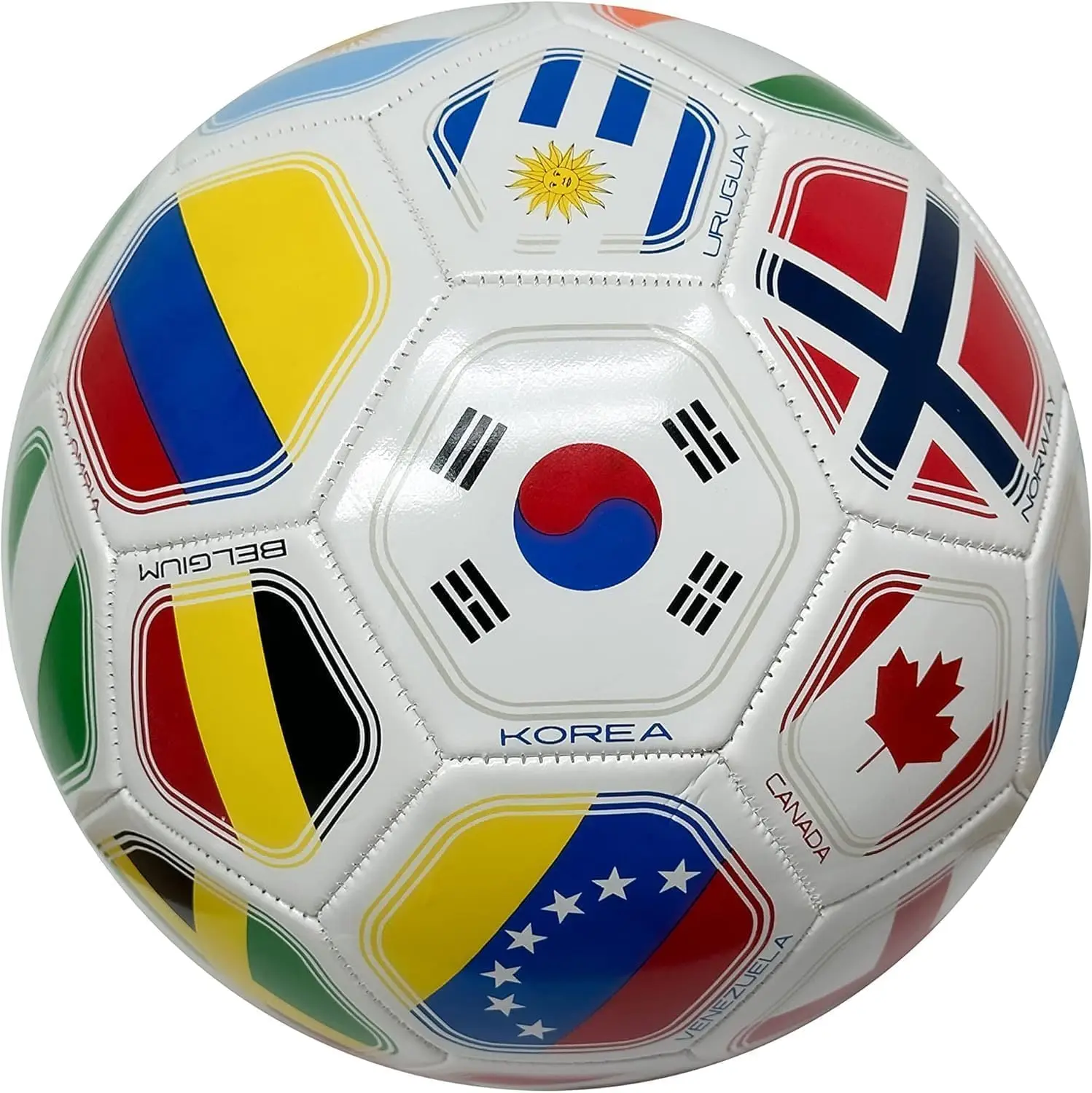 2026 World Flag Ball Country World Flag Training Outdoor Soccer Ball – Size 2 – (A Grade) - White