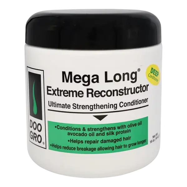 DOO GRO Mega Long Extreme Reconstructor Intensive Haircare Deep Conditioner Jar - 16 oz, with Olive & Avocado Oil for Repair, Strengthening Curly Locks & Braided Hair, Natural Grey Hair, Silk, Damaged, Damaged Hair, Protective Hairstyles