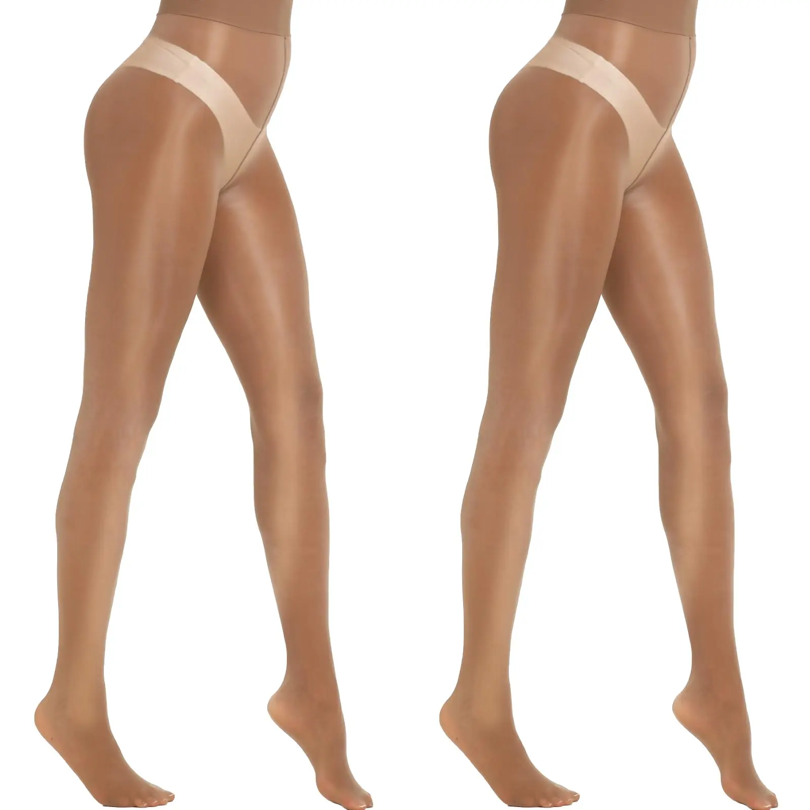 MANZI Women's Shiny Sheer Tights High Waist Silk Comfort Stockings Oil Shimmery Nylons Pantyhose Silky Spandex Elastic Dressy Legwear