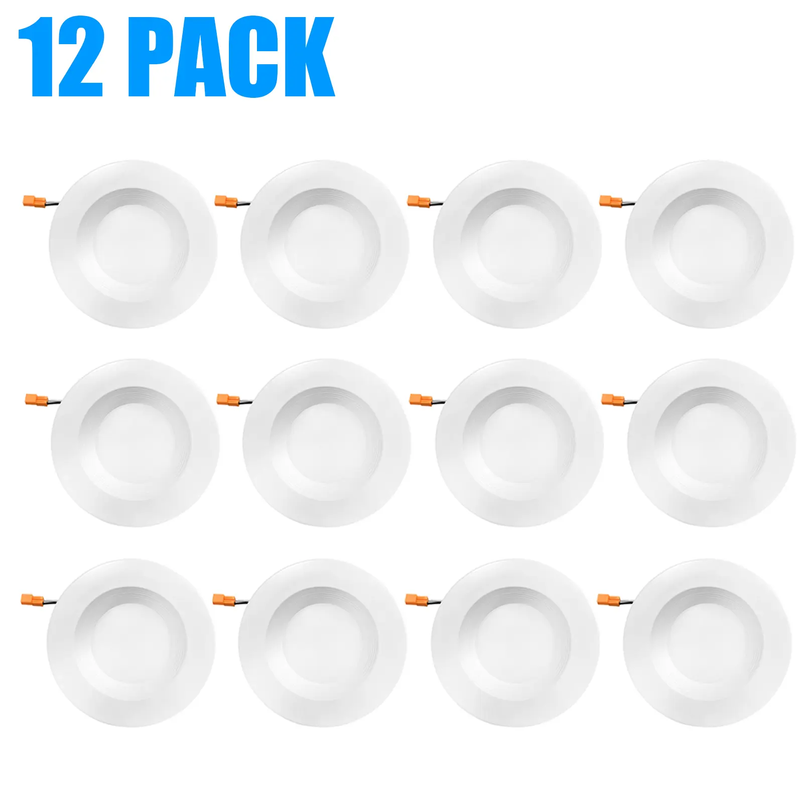 SEURON 12-Pack 6-Inch E26 5CCT Dimmable LED Can Lights, Retrofit Recessed Lighting with Smooth Trim, 1100 Lumens, 50000-Hour Lifespan, Compact for Living Room, Bathroom Installation