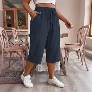 Women’s Lyocell Linen Blend Casual Capri Pants, Drawstring Elastic Waist, Side Pockets, Soft, Breathable, Lightweight — Perfect for Everyday Wear, Vacation, and Beach