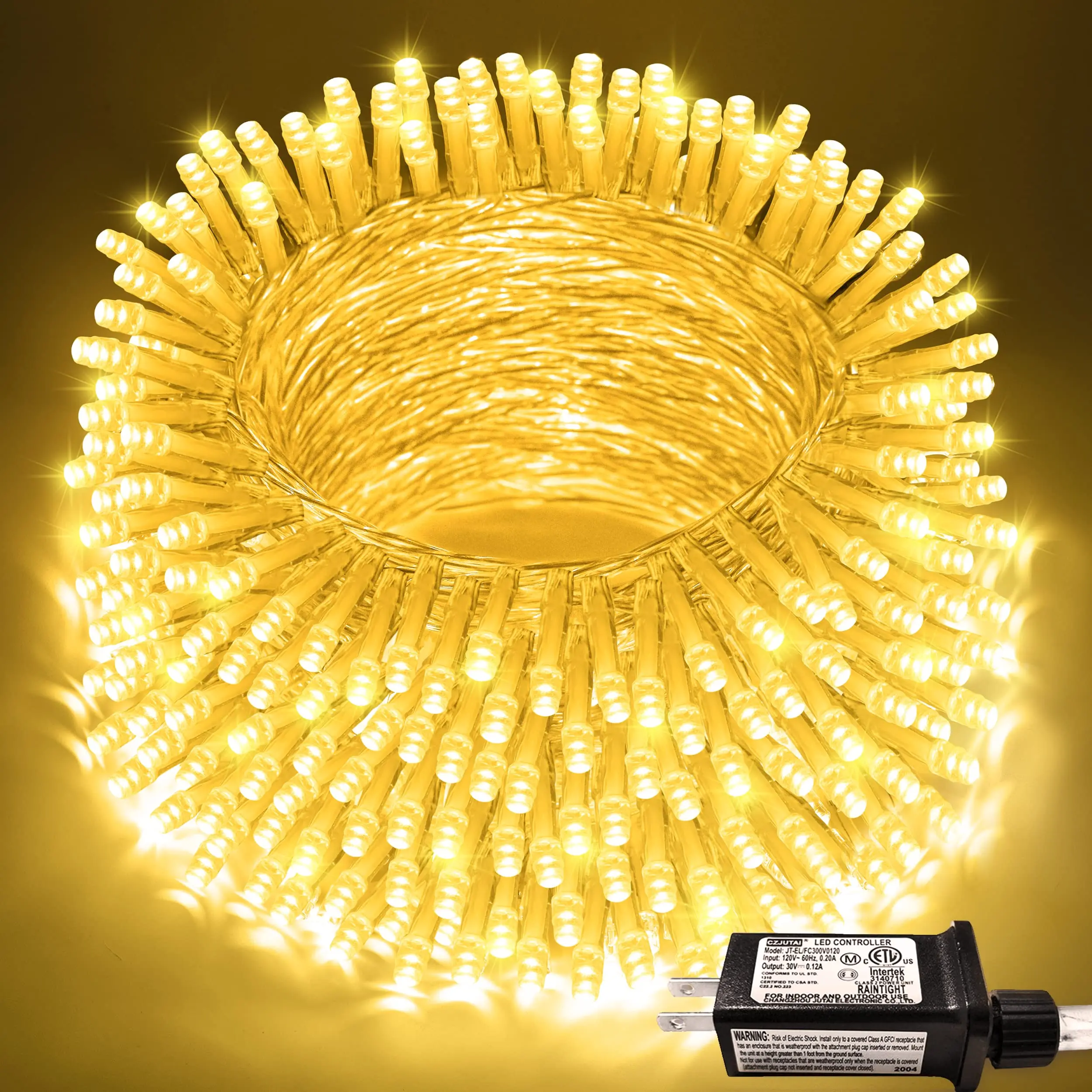 【US-based sellers】LED Christmas Lights Indoor Outdoor, Connectable Warm White Christmas Tree Lights Clear Wire, Twinkle Fairy String Light Plug in for Bedroom Wedding Xmas Tree Decorations（32.8ft）