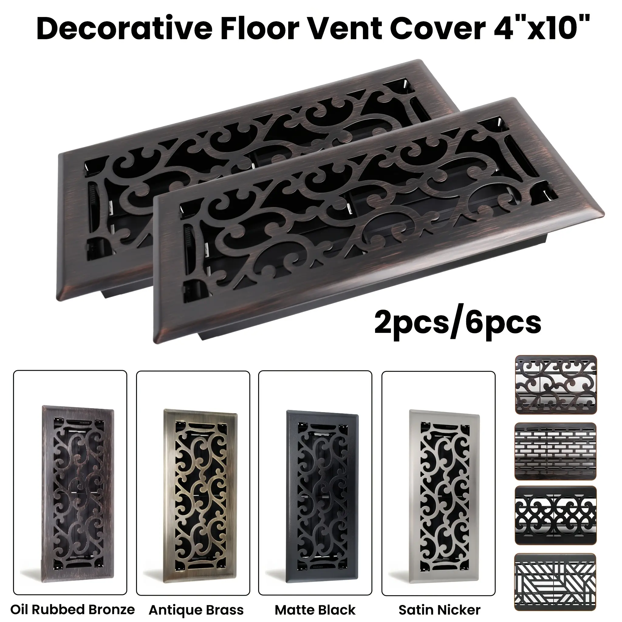 4x10 Inches Heavy Duty Walkable Floor Register Easy Adjust Air Supply Lever Floor Vents - Vent Cover for Home Floor