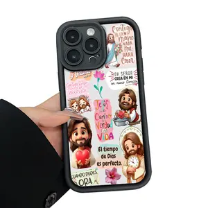 Interesting Cute Colorful Jesus Pattern Design Magnetic Phone Case Wireless Charging Phone Accessories Suitable for iPhone 17 16 15 14 13 12 11 Promax and All Other Models Ideal Gift for Friends and Family to Protect Phones